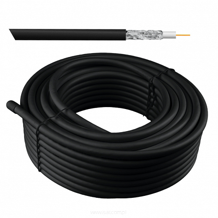Kabel koncentryczny żelowany RG6, 1.02 mm Cu, 20 m, czarny
