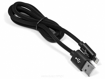 Kabel USB silikonowy 2m złącze Lightning czarny 2A