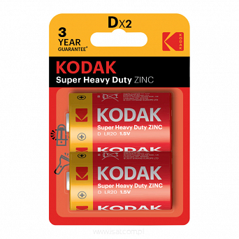 Bateria cynkowo-węglowa LR20 (D), 2 szt., blister, SUPER HEAVY DUTY, KODAK