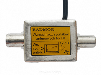 Wzmacniacz antenowy telewizyjny Badmor WA-15 15dB z zasilaczem