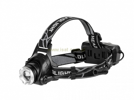 Latarka czołowa akumulatorowa 10W, strumień 300lm, 3 tryby, funkcja ZOOM