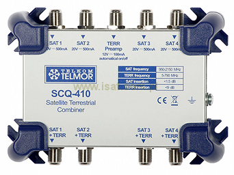 Zwrotnica Telmor RTV/SAT SCQ-410 do konwertera quad i anten DVBT 