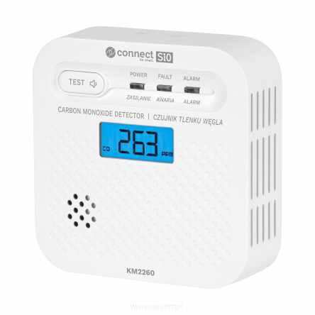 Czujnik czadu, tlenku węgla Kruger&Matz Connect S10 Tuya PN-EN50921