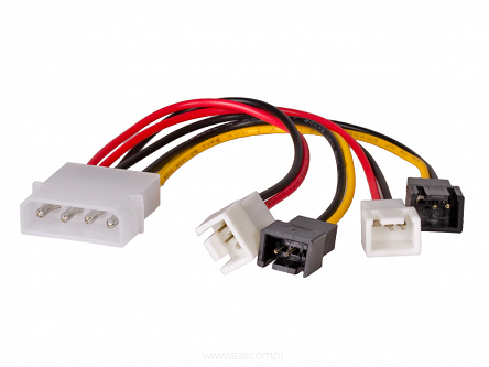 Adapter zasilania do wentylatorów Molex na 2x 3-pin 12V + 2x 3-pin 5V Akyga AK-CA-34