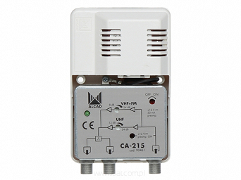 Wzmacniacz antenowy regulowany DVB-T ALCAD CA-215, zasilanie przedwzmacniaczy 2x wyjścia