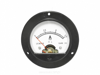 Miernik analogowy amperomierz 0-7,5A DC, z bocznikiem do paneli, szaf sterowniczych
