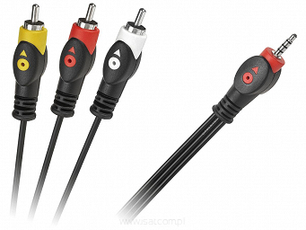 Kabel Jack 3,5mm 4-polowy - 3xRCA cinch AV 3m