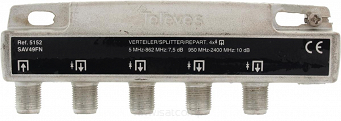 Rozgałęźnik 1/4 RTV-SAT Televes SAV49FN obsługa Unicable 5-2400MHz