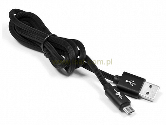 Kabel USB silikonowy 1,5m złącze micro USB czarny 2A