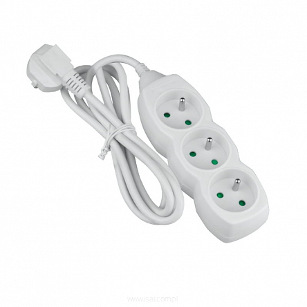 Przedłużacz elektryczny 3xGN+UZ 5,0m biały