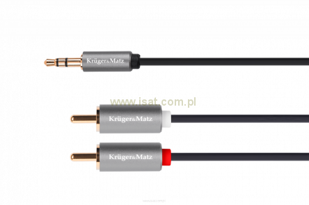 Przewód kabel audio wtyk Jack 3,5mm - 2x wtyk RCA (Cinch) długość 1,8m K&M