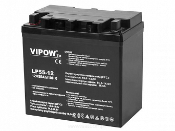 Akumulator żelowy 12V 55Ah Vipow bezobsługowy do zasilaczy awaryjnych