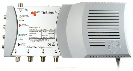 Multiswich Triax 5/4 TMS 5x4 P + zasilacz (1 satelita 4 wyjścia)