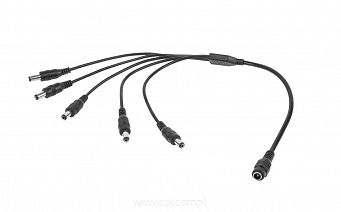 Rozgałęźnik zasilania DC 1x gn. 2,1/5,5 - 5x wt. 2,1/5,5, kabel 40cm