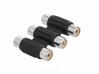 Łącznik audio-video 3x gniazdo RCA - 3x gniazdo RCA Cinch, plastikowe