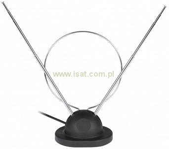 Antena pokojowa TV x2 DVB-T2 z podstawką wtyk IEC