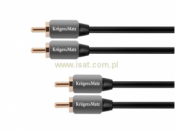 kabel 2xRCA-2xRCA długość 1,0m firmy Kruger&Matz solidne metalowe wtyki