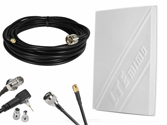 Zestaw antena panelowa LTE dual 2x14dBi 800-2600MHz z przewodem 5m + TWIX