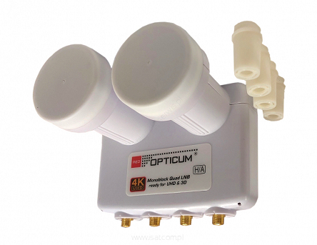 Konwerter satelitarny monoblock Opticum Quad odbiór Astry i HotBirda na 4 odbiornikach TV-SAT