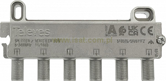 Rozgałęźnik 1/5 RTV-SAT Televes SAV511FZ obsługa Unicable 5-2400MHz