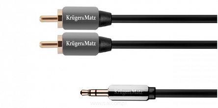 Przewód AUX audio Jack Stereo 3,5mm na 2x wtyki RCA długość 1,0m Kruger&Matz