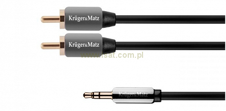 Przewód AUX audio Jack Stereo 3,5mm na 2x wtyki RCA długość 1,0m Kruger&Matz