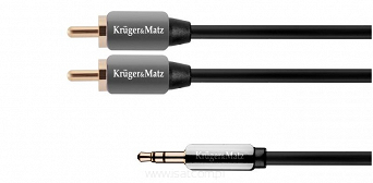 Przewód AUX audio Jack Stereo 3,5mm na 2x wtyki RCA długość 1,0m Kruger&Matz