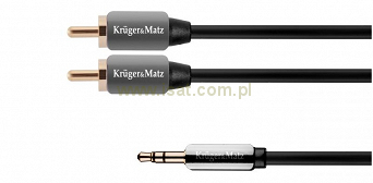 Przewód AUX audio Jack Stereo 3,5mm na 2x wtyki RCA długość 1,0m Kruger&Matz