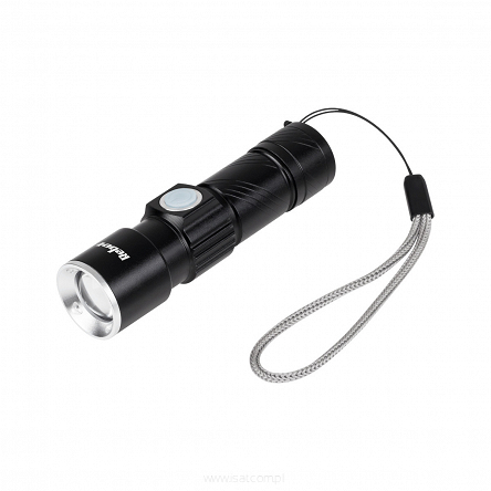 Mała latarka LED 3W akumulator czarna ZOOM USB