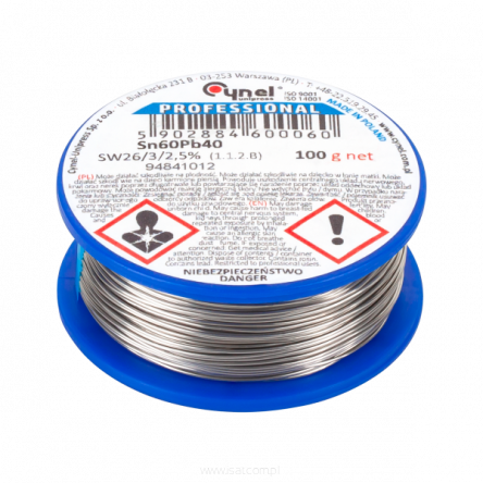 Cyna z topnikiem 1,0mm szpula 100g Cynel Sn60Pb40