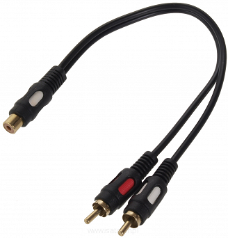 Przejściówka audio gniazdo RCA - 2x wtyk. RCA (Cinch) długość 25cm