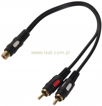 Przejściówka audio gniazdo RCA - 2x wtyk. RCA (Cinch) długość 25cm