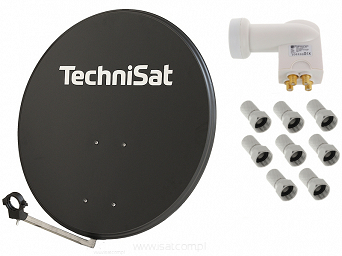 Antena satelitarna Technidish 80cm czasza grafit + konwerter quad (4 dekodery)