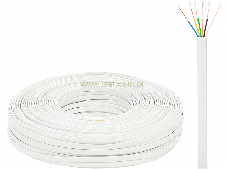 Kabel telefoniczny KP-6 płaski 6 żyłowy biały rolka 100m