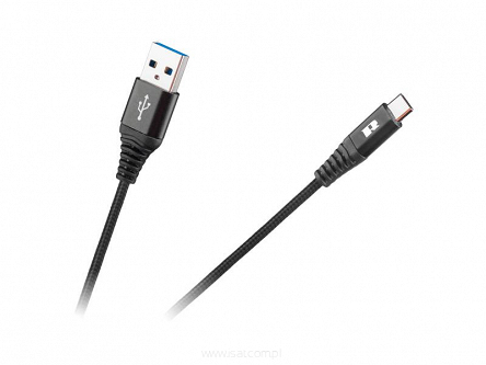 Kabel USB 3.0 wtyk A - wtyk USB C 50cm w oplocie czarny Quick Charge