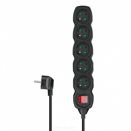 Przedłużacz elektryczny 5xGN+UZ+W 3,0m/czarny