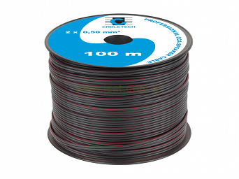 Przewód kabel głośnikowy 2x0,5mm CCA 100m czarny