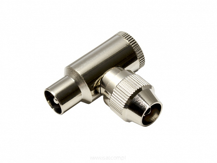 Solidny wtyk antenowy IEC kątowy, metalowy skręcany DPM