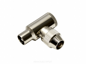 Solidny wtyk antenowy IEC kątowy, metalowy skręcany DPM