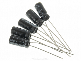 Kondensator elektrolityczny 1uF 100V 5x11mm 5sztuk