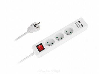 Przedłużacz elektryczny 3 gniazda + ładowarka 2xUSB 3m