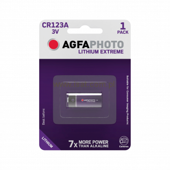 Bateria AgfaPhoto CR123 1szt. CR123A CR17345 do czujek PIR