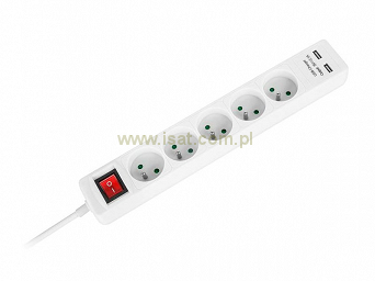 Przedłużacz elektryczny 5 gniazd + ładowarka 2xUSB 3m