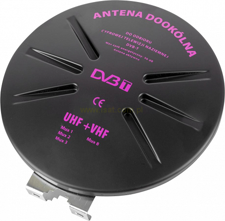 Antena dookólna DVB-T2 zewnętrzna 174-790MHz do RADIO I TELEWIZJA