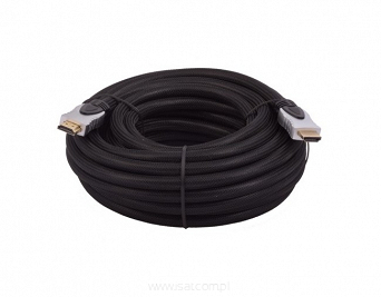 Kabel wtyk HDMI - wtyk HDMI v1.4 długość 10m, w oplocie, 19 pin