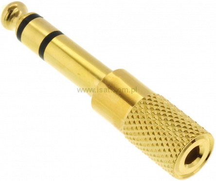 Przejściówka wtyk Jack 6,3mm - gniazdo mini Jack 3,5mm stereo wersja Gold