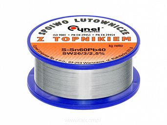 Cyna z topnikiem 0,5mm szpula 100g Cynel Sn60Pb40