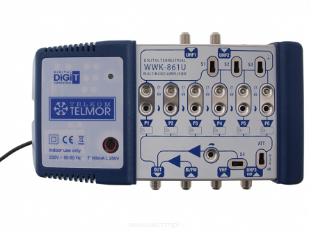 Wzmacniacz budynkowy WWK861U wielozakresowy, pełna regulacja