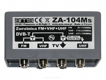 Zwrotnica DVB-T 3 anteny FM VHF UHF AMS ZA-104MS