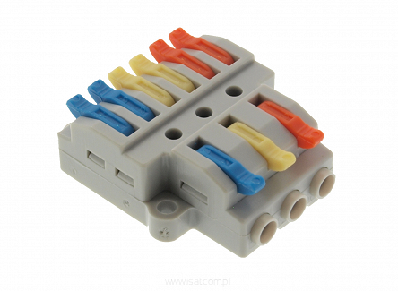 Złączka kostka elektryczna rozgałęźnik 3/6 zacisk dźwigniowy 32A 600V 0.08 - 4mm2